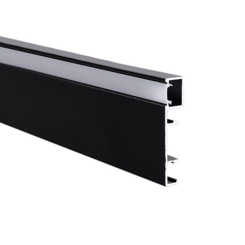 Side Lighted Aluminum Metal LED Baseboard Black For 12mm Strip